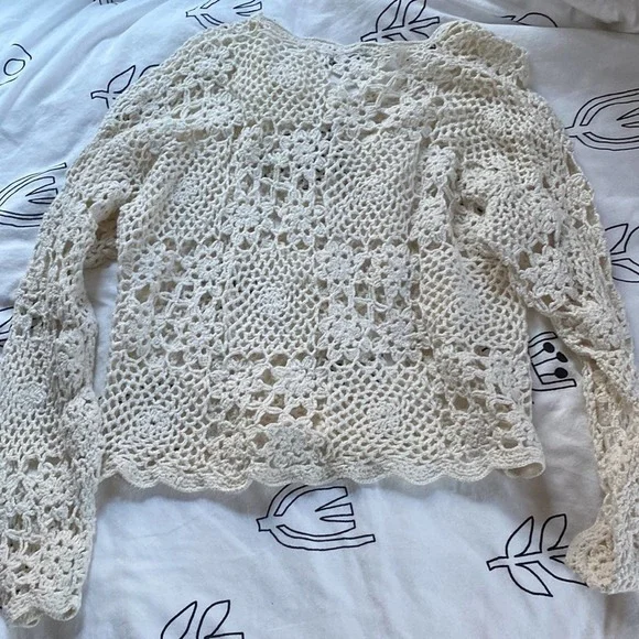 Creazioni Effeci Vintage Long Sleeved Crochet Knit Floral Shirt Sweater - Picture 7 of 7